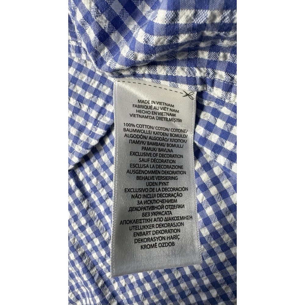 Polo Ralph Lauren Mens XL Seersucker Shirt Shot Sleeve Gingham Check Blue White - Picture 6 of 9